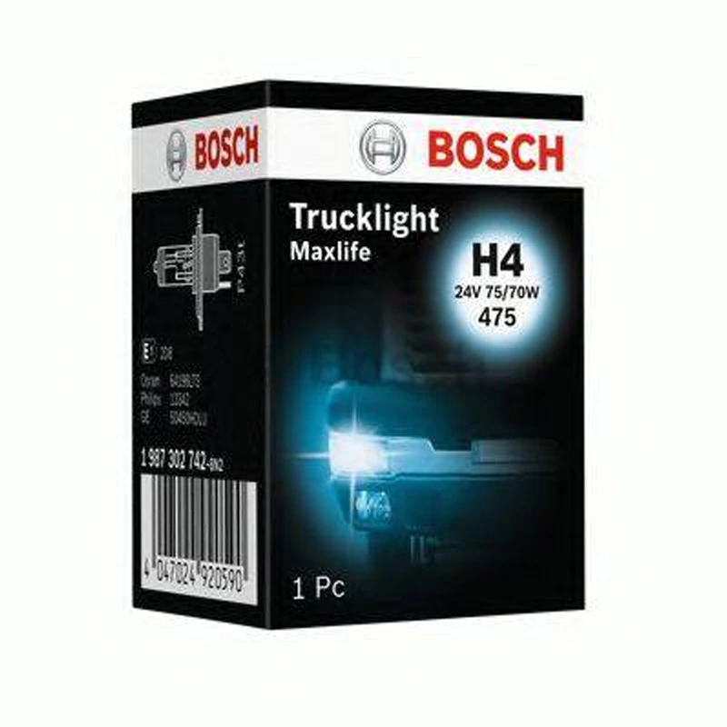 Лампа Bosch Trucklight H4 24V 75/70W P43t Heavy Duty 1 987 302 742