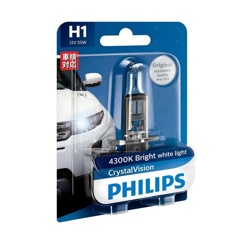 Лампа Philips CrystalVision H1 P14,5s 55W синяя 12258CVB1