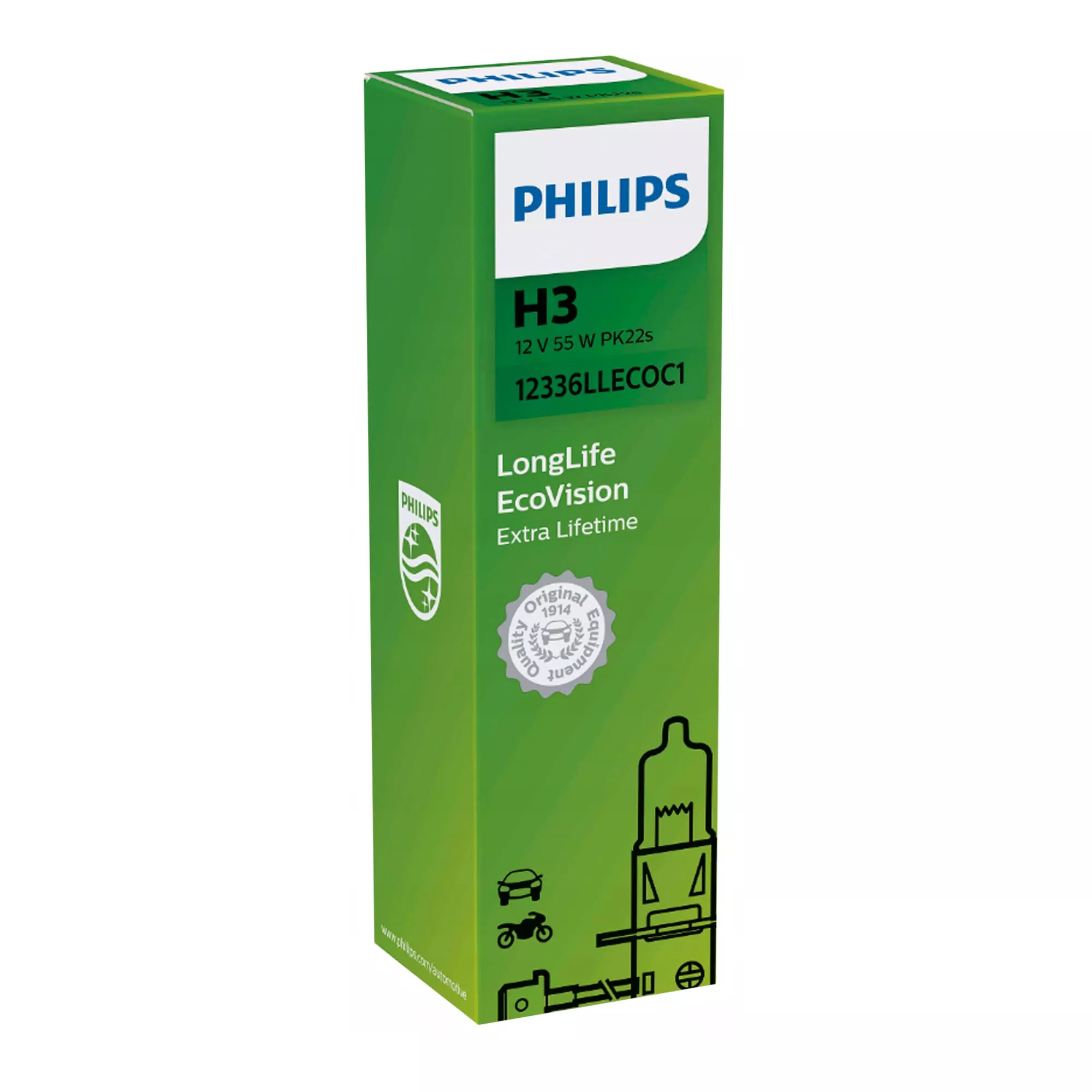 Лампа Philips LongLife H3 12V 55W 12336 LLECO C1