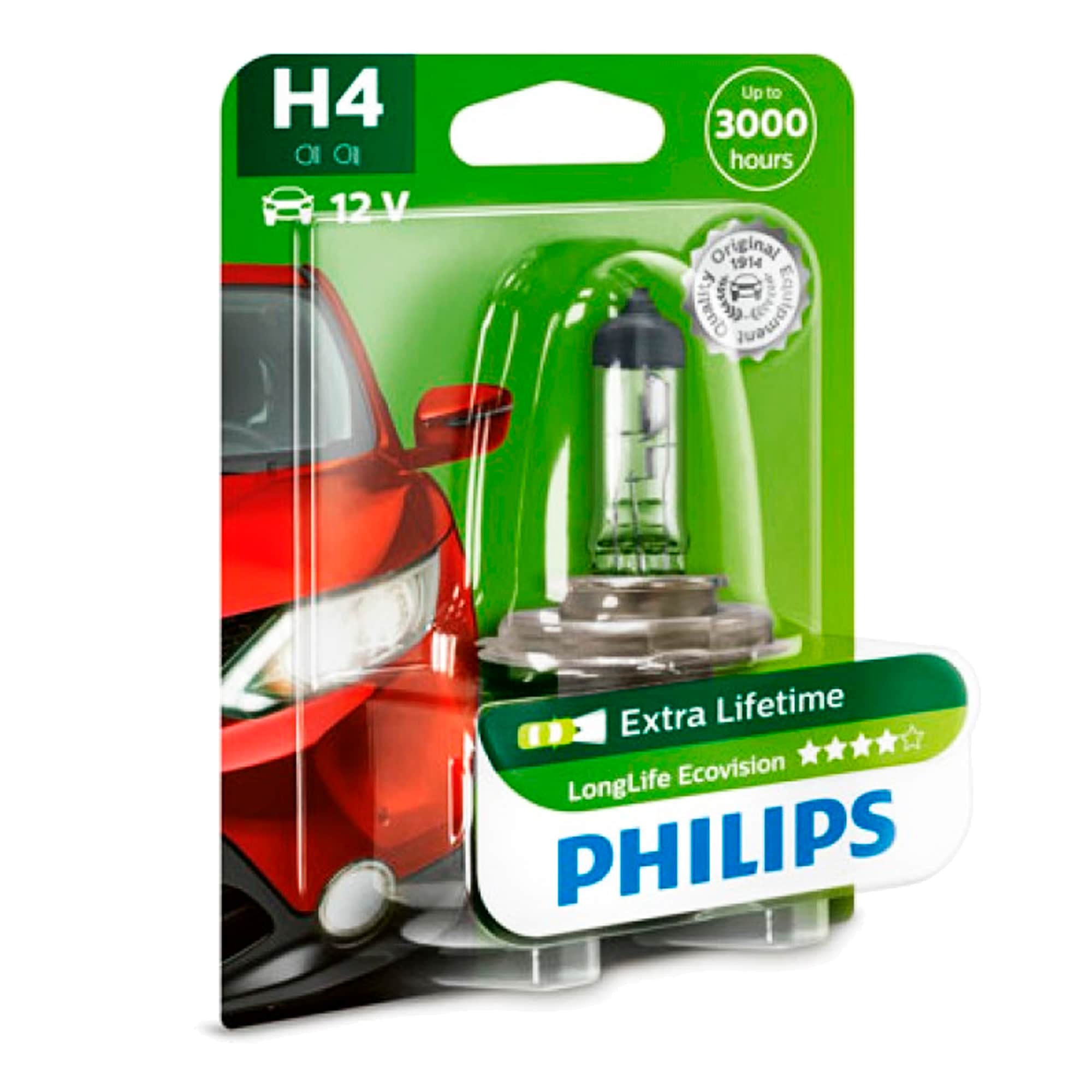 Лампа Philips LongLife EcoVision H4 12V 55/60W PS 12342 LLECO B1