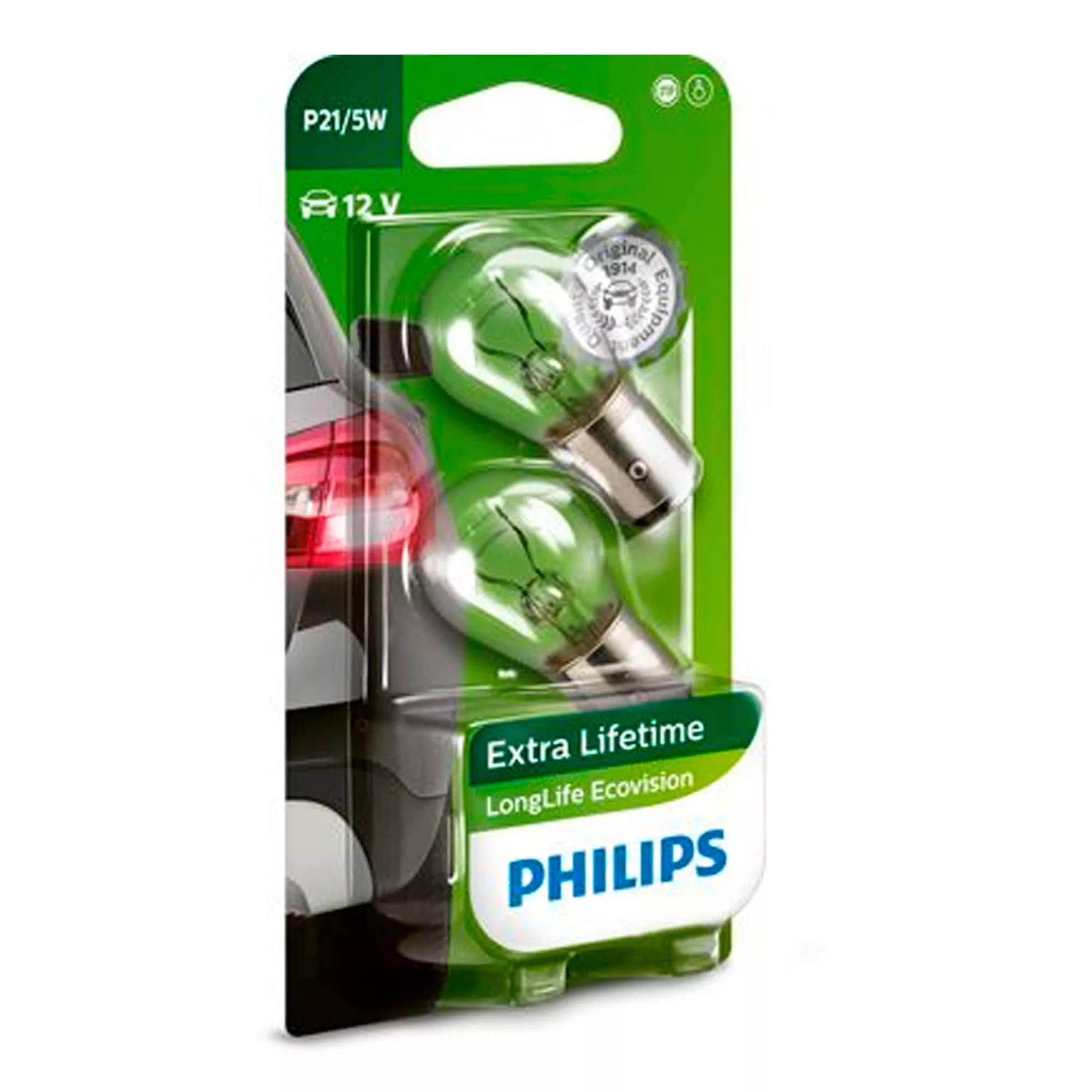 Лампа Philips LongLife EcoVision P21/5W 12V 5W 12499 LLECO B2
