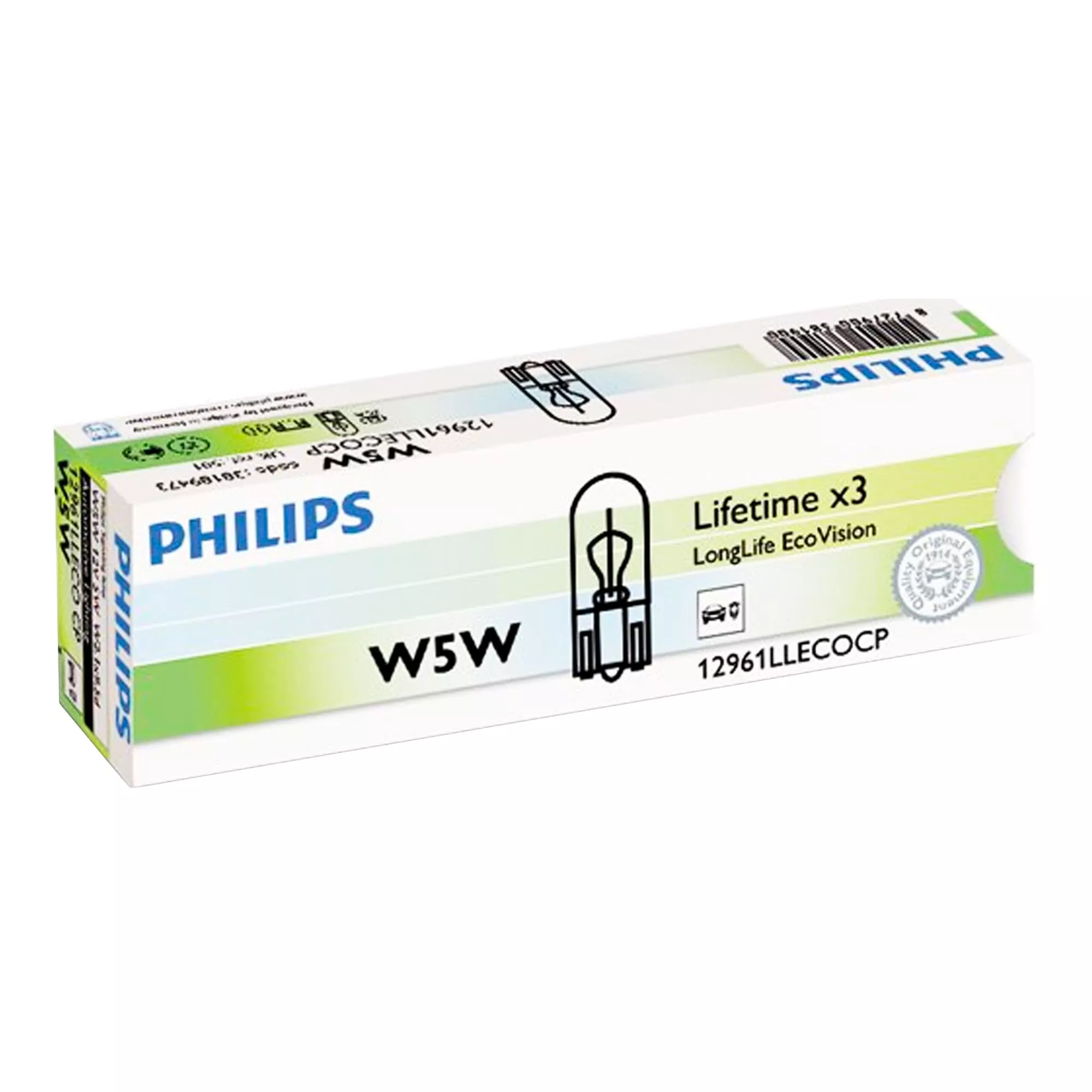 Лампа Philips LongLife EcoVision W5W 12V 5W 12961 LLECO CP
