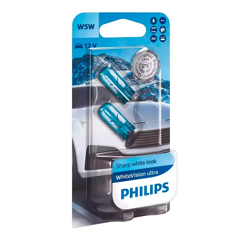 Лампа Philips WhiteVision Ultra W5W 12V 5W 12961WVUB2