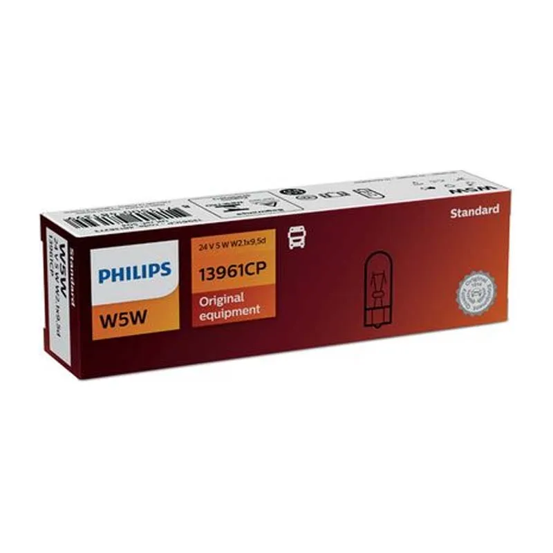 Лампа Philips Standard W5W W2,1x9,5d 5W прозора 13961CP