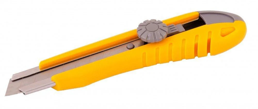 17-0102 Нож 18 мм ABS пластик с металлической направляющей винтовой замок 3 лезвия