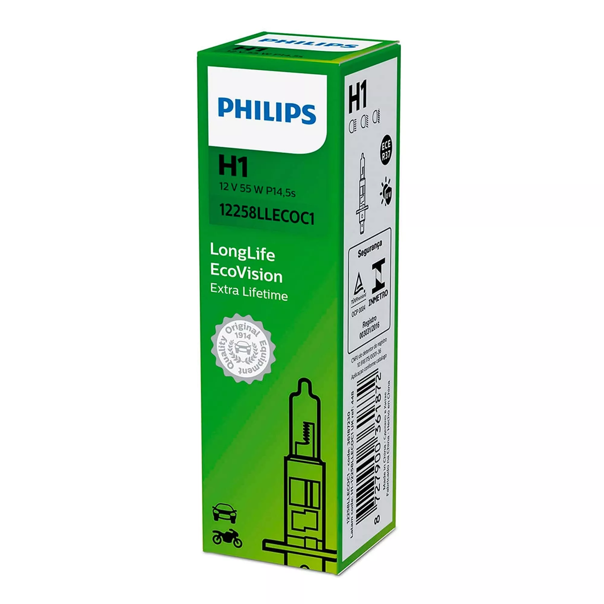 Лампа Philips LongLife EcoVision H1 12V 55W 36187230