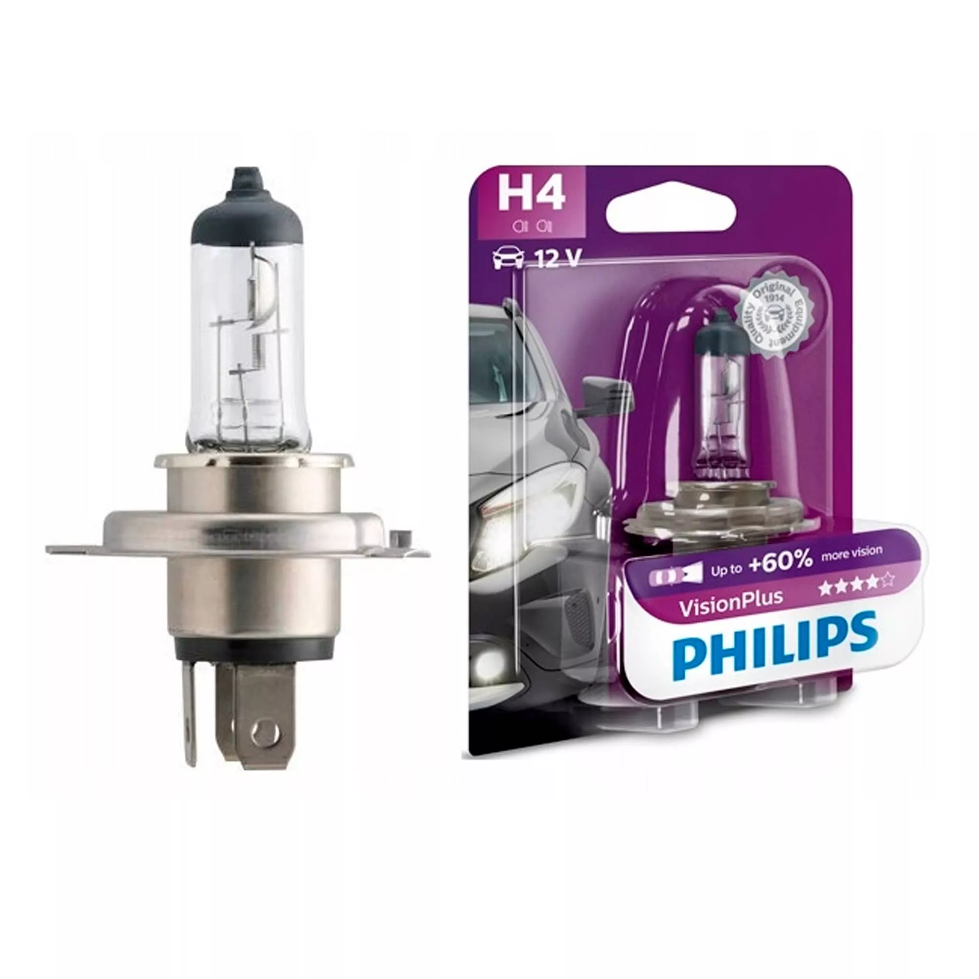 Лампа Philips VisionPlus H4 12V 60W 12342VPB1