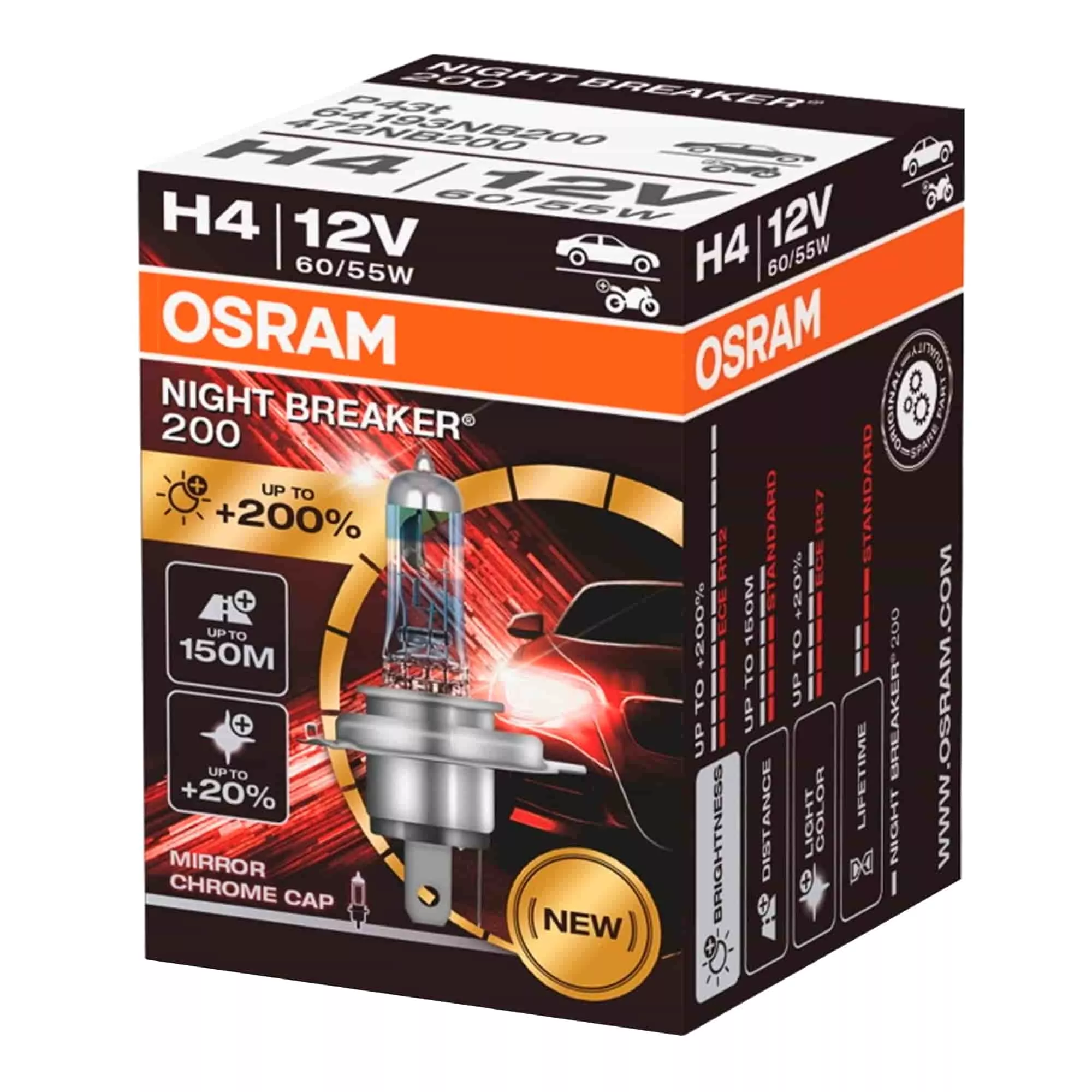 Лампа Osram Night Breaker 200 H4 12V 55/60W 64193NB200