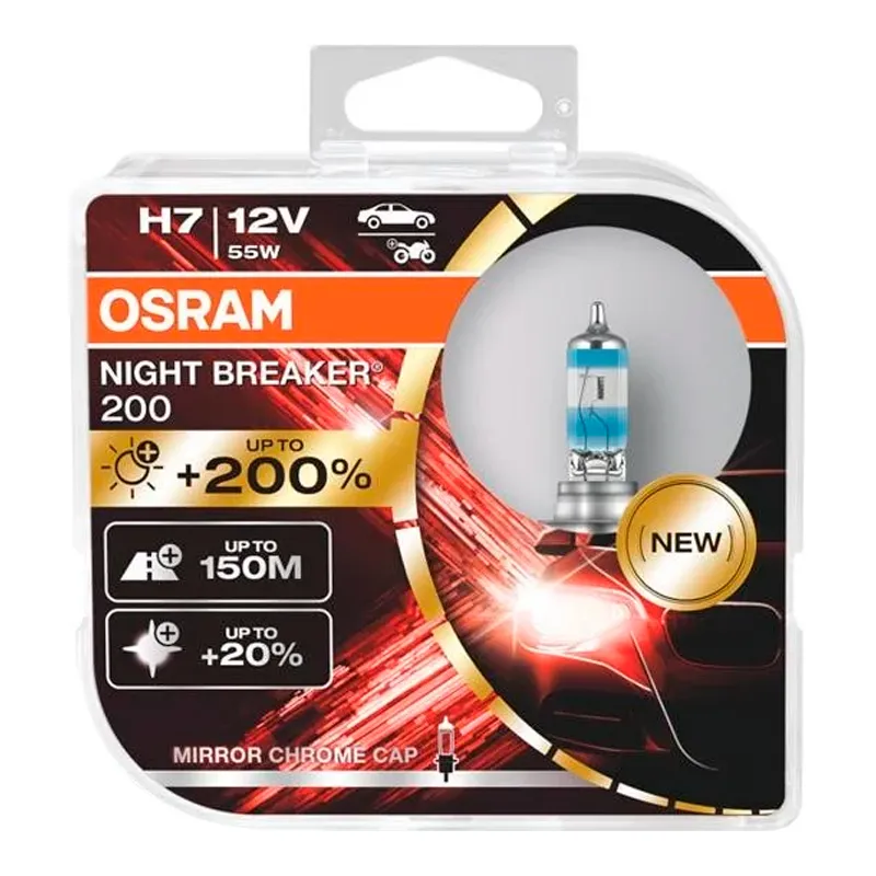 Лампа Osram Night Breaker 200 H7 12V 55W 2шт 64210NB200-HCB