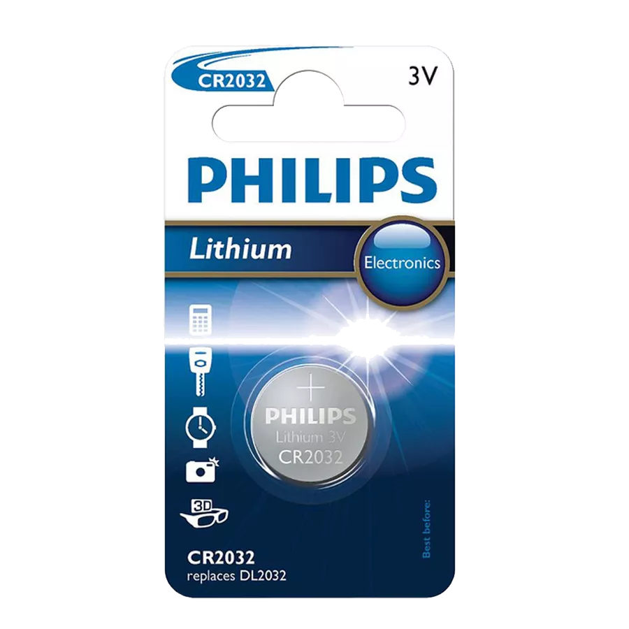 Батарейка PHILIPS літієва кнопкова, блістер (20.0 x 3.2) 3.0V (CR2032/01B)