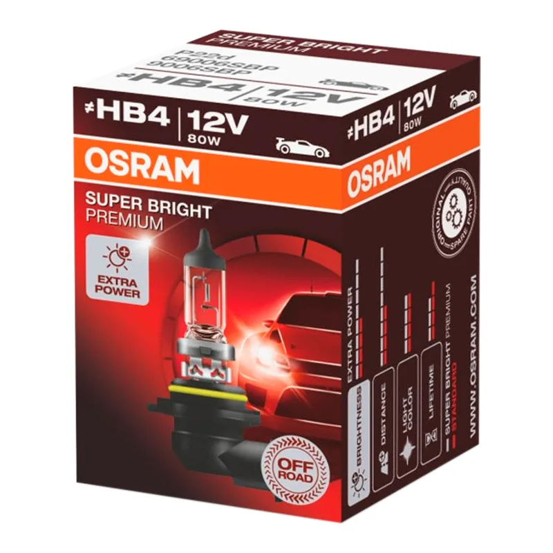Лампа Osram Super Bright Premium HB4 P22d 80W прозрачная 69006SBP