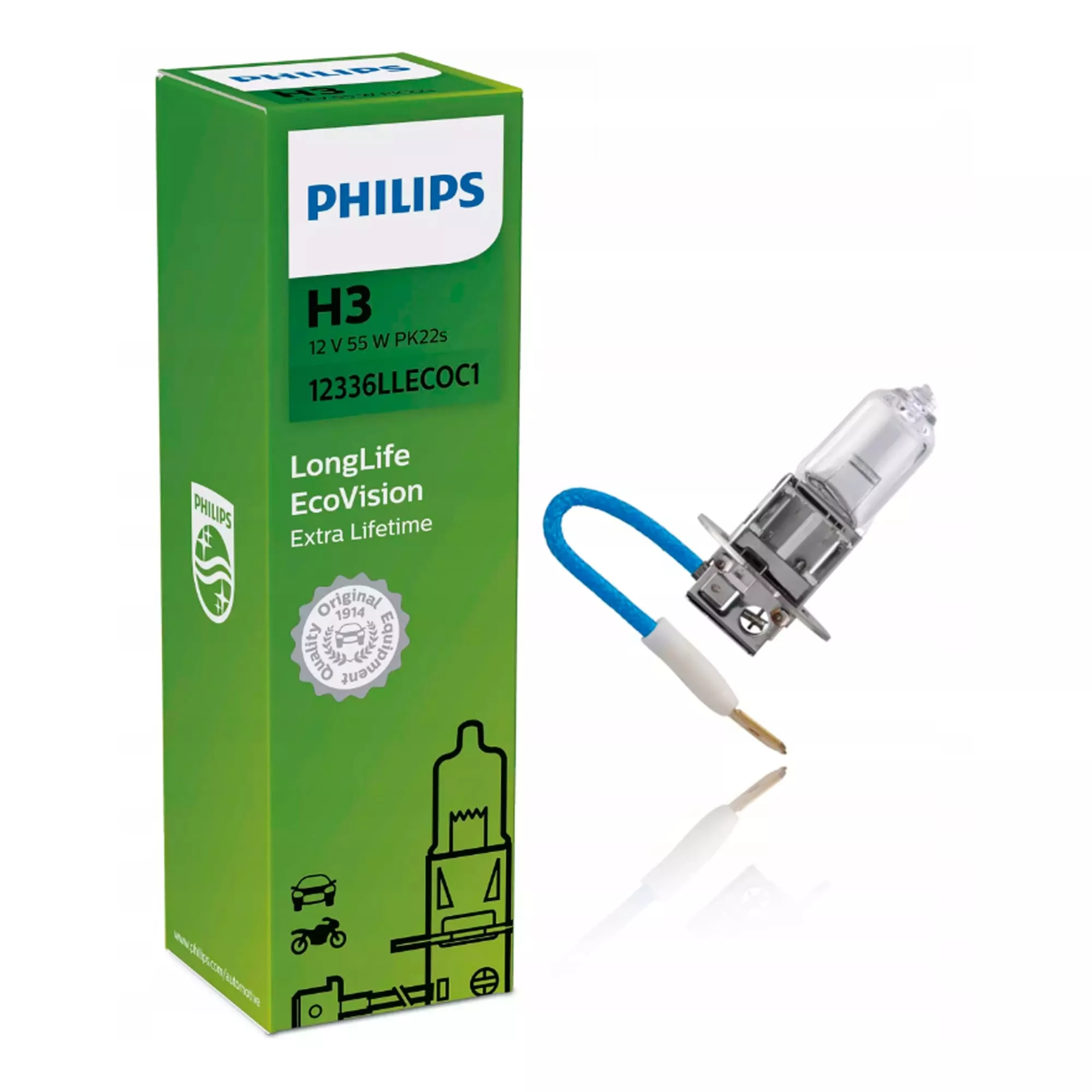 Лампа Philips LongLife EcoVision H3 12V 55W 77704130