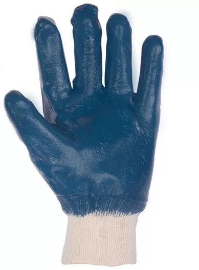 83-0406-В Перчатки масло-бензостойкие утепленные, нитриловое покрытие, вязаный манжет (синие),10,5",104-108 г