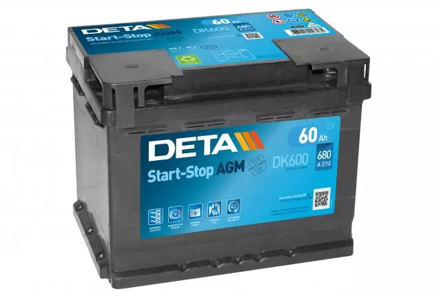Автомобильный аккумулятор DETA 6CT-60Аh АзЕ AGM Start-Stop (DK600) Автомобильный аккумулятор DETA 6CT-60Аh АзЕ AGM Start-Stop (DK600)