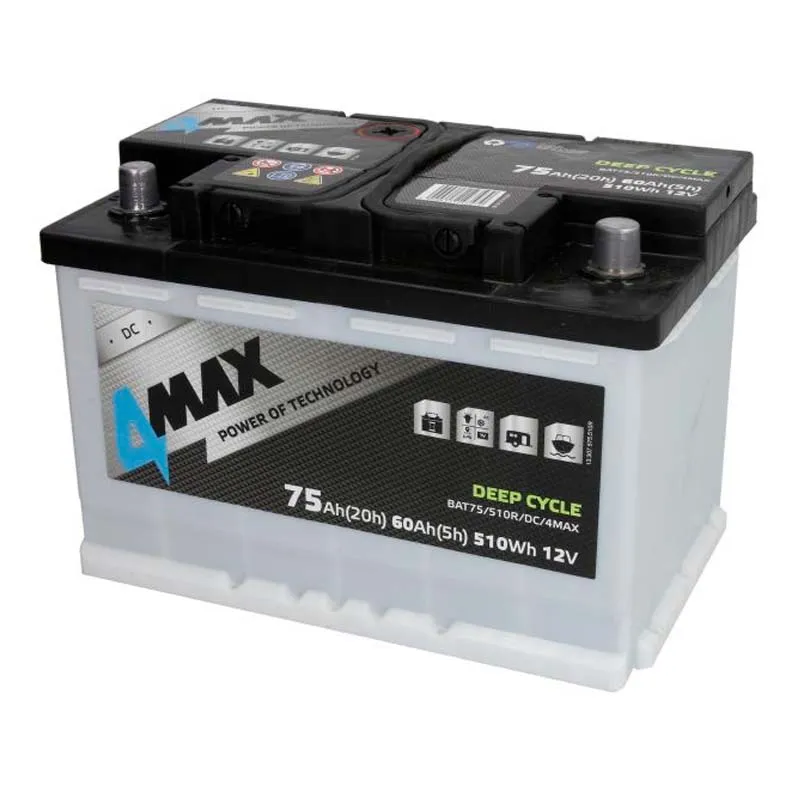 Автомобильный аккумулятор 4MAX 6СТ-75Ah АзЕ (BAT75/510R/DC) Автомобильный аккумулятор 4MAX 6СТ-75Ah АзЕ (BAT75/510R/DC)