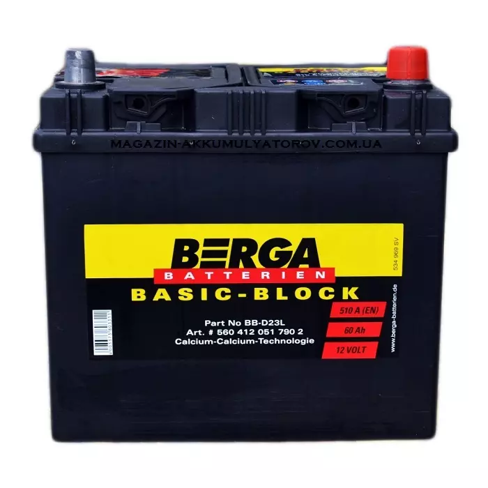 Аккумулятор BERGA Basic Block 60Ah (-/+) 510A (560412051) Аккумулятор BERGA Basic Block 60Ah (-/+) 510A (560412051)