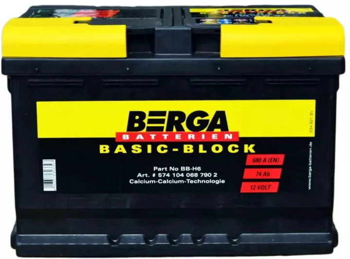 Автомобильный аккумулятор BERGA Basicblock 6CT-74А (-/+) 680 (574104068) Автомобильный аккумулятор BERGA Basicblock 6CT-74А (-/+) 680 (574104068)
