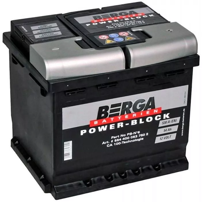 Автомобильный аккумулятор BERGA PowerBlock 6CT-54Аh (-/+) 530A (554400053) Автомобильный аккумулятор BERGA PowerBlock 6CT-54Аh (-/+) 530A (554400053)