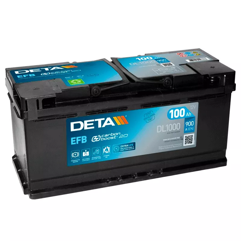 Автомобильный аккумулятор DETA 6CT-100 А АзЕ EFB Start-Stop (DL1000) Автомобильный аккумулятор DETA 6CT-100 А АзЕ EFB Start-Stop (DL1000)