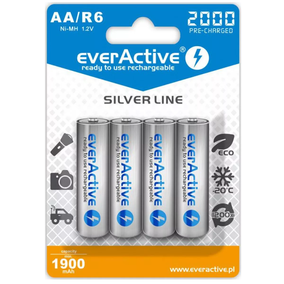 Аккумулятор everActive AA/HR06 Ni-MH 2000mAh (EVHRL6-2000) BL 4шт (EVHRL6-2000)