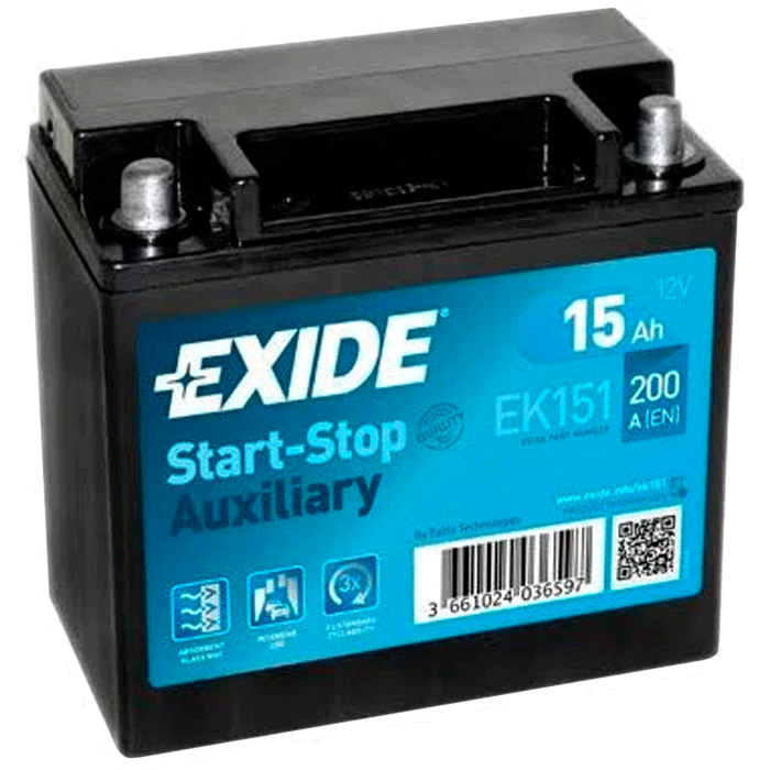 Мото аккумулятор Exide 6СТ-15Ah (+/-) (EK151)