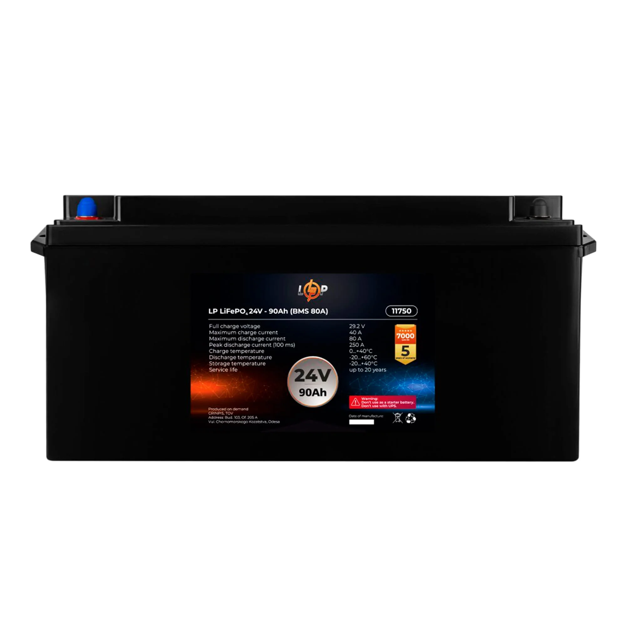 Аккумулятор Logic Power LiFePO4 12CT-90Ah 2304Wh BMS 80A Аз (LP11750) Аккумулятор Logic Power LiFePO4 12CT-90Ah 2304Wh BMS 80A Аз (LP11750)