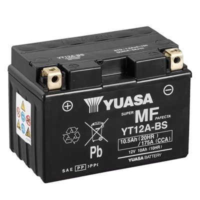 Мото аккумулятор YUASA сухозаряженный AGM 6СТ-10Ah 175A Аз (YT12A-BS)