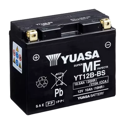 Мото акумулятор YUASA сухозаряджений AGM 6СТ-10Ah 210A Аз (YT12B-BS)