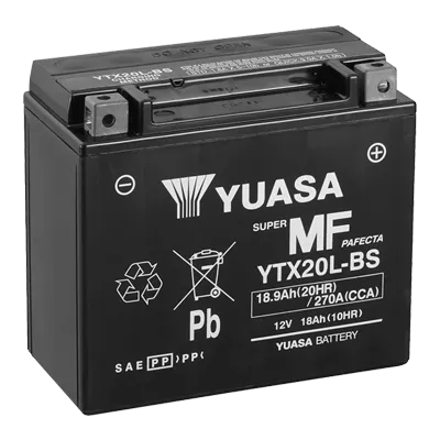 Мото акумулятор YUASA сухорядний AGM 6СТ-18Ah 270A АзЕ (YTX20L-BS)