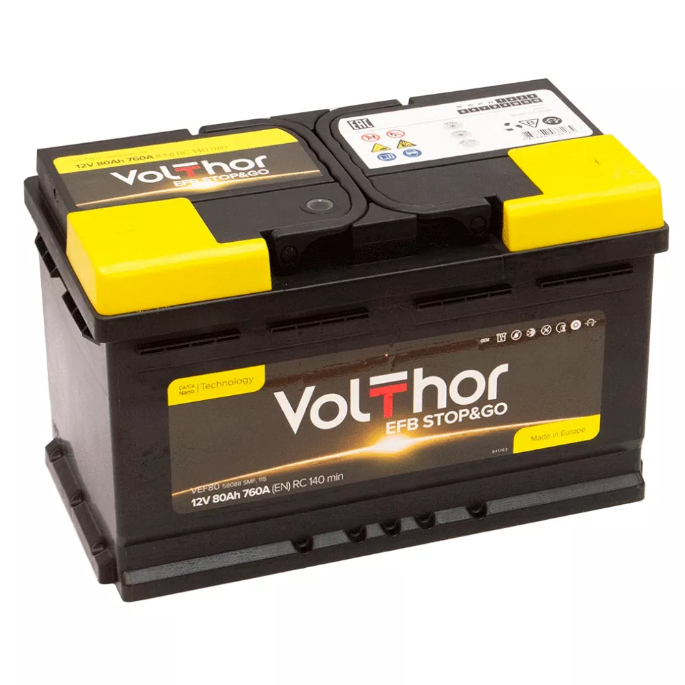 Автомобильный аккумулятор VOLTHOR 6CT-80 АзЕ EFB Start-Stop VEF80 (512080)