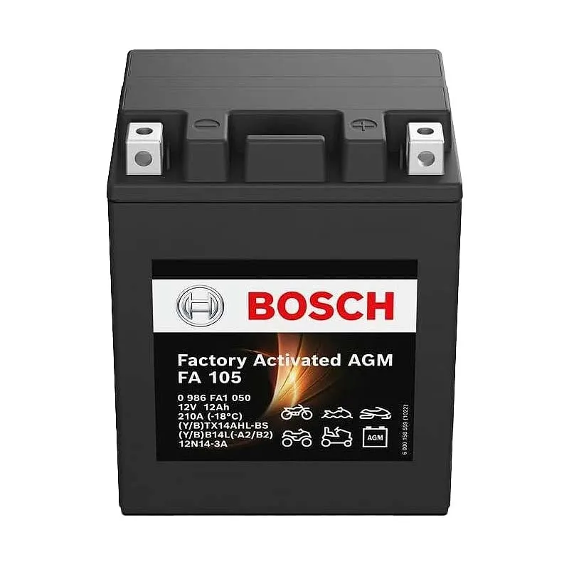 Мото акумулятор BOSCH FA 105 6СТ-12Ah АзЕ (0 986 FA1 050) Мото акумулятор BOSCH FA 105 6СТ-12Ah АзЕ (0 986 FA1 050)