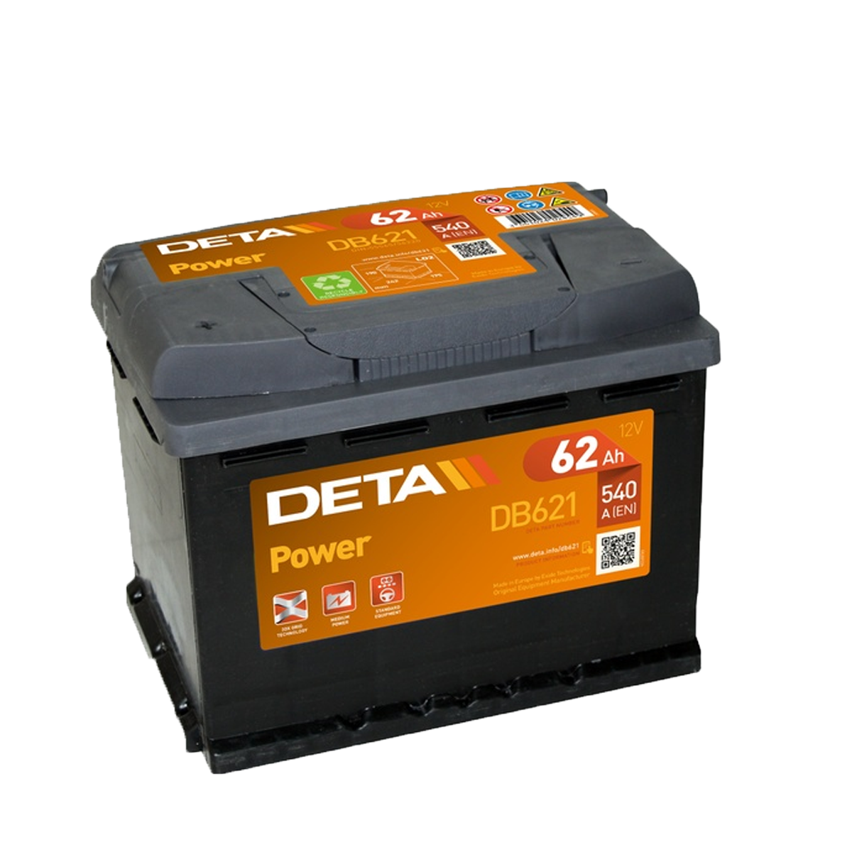Аккумулятор DETA Power 6CT-62Ah (+/-) (DB621)