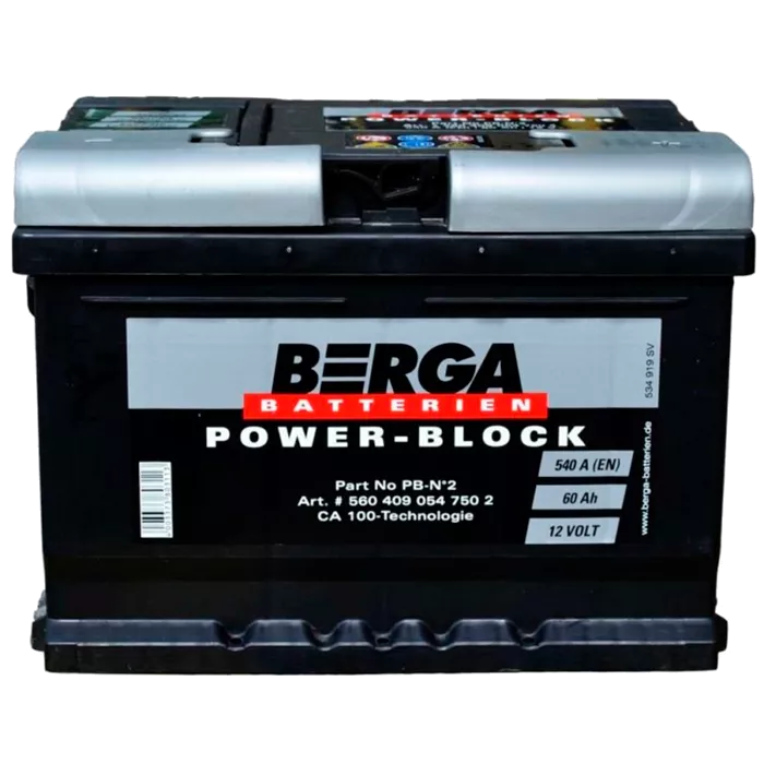 Автомобильный аккумулятор BERGA Blue Dynamic 60АН (-/+) 540 А (560409054)