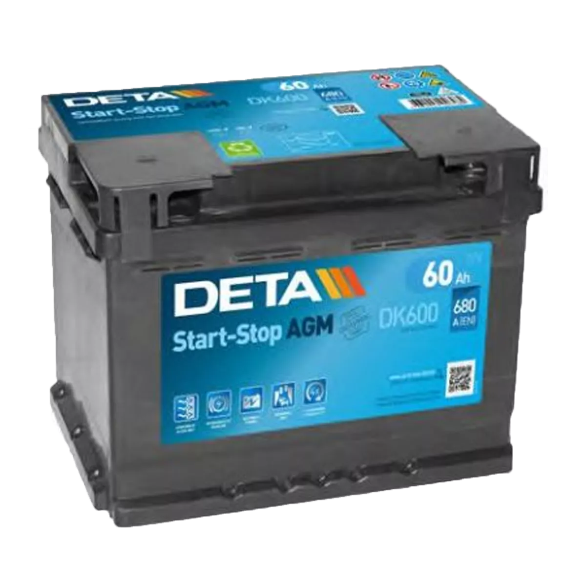 Автомобильный аккумулятор DETA 6CT-60Аh АзЕ AGM Start-Stop (DK600)