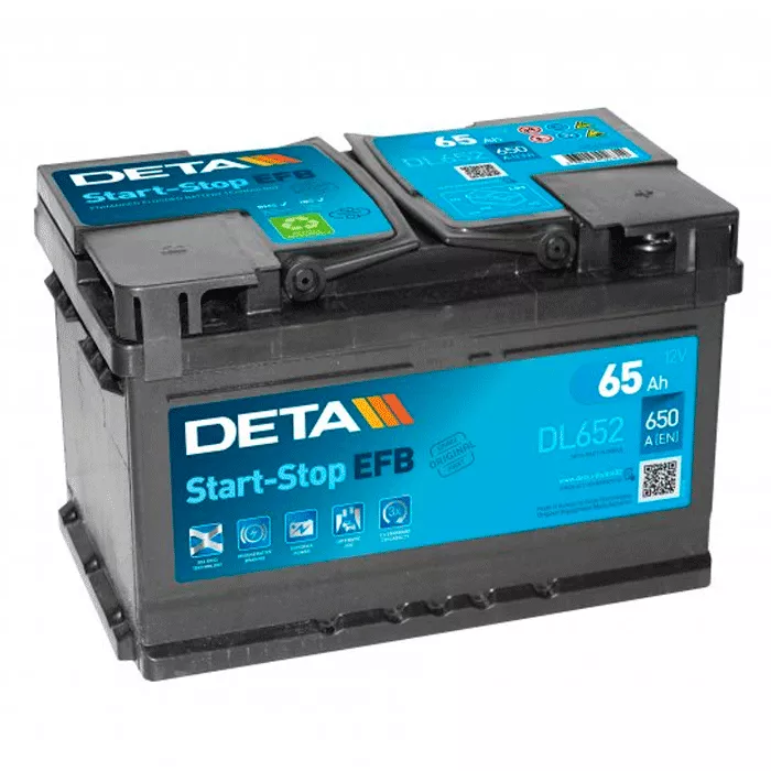 Автомобильный аккумулятор DETA 6CT-65 А АзЕ EFB Start-Stop (DL652) Автомобильный аккумулятор DETA 6CT-65 А АзЕ EFB Start-Stop (DL652)