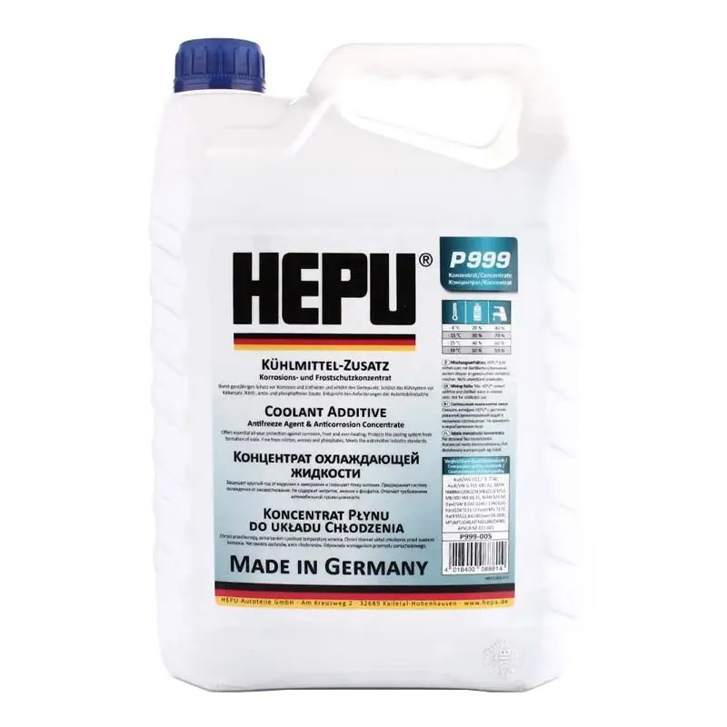 Антифриз Hepu G11 -38°C синий 5л (P999-005)