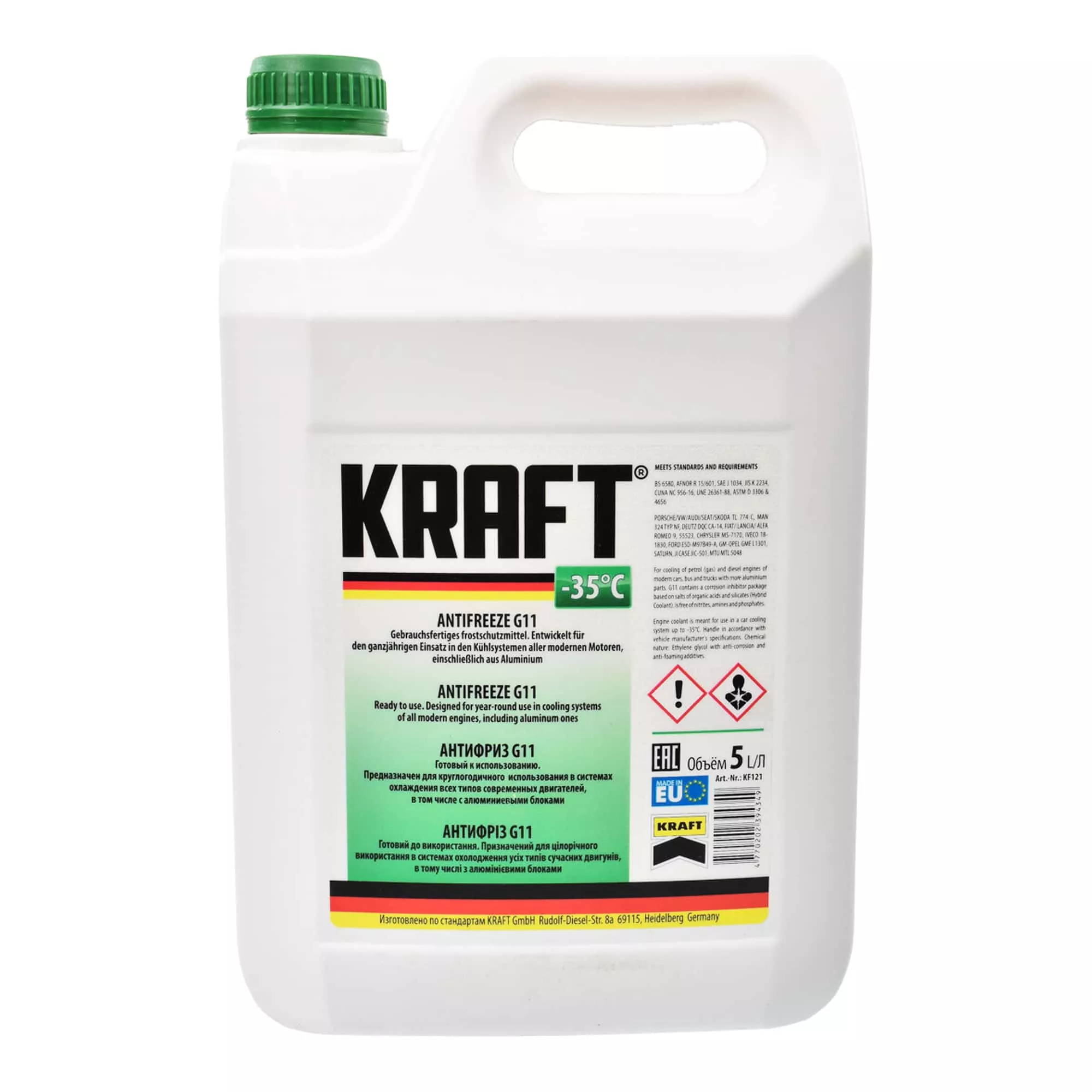Антифриз Kraft G11 -35°C зеленый 5л (394349) (KF121)