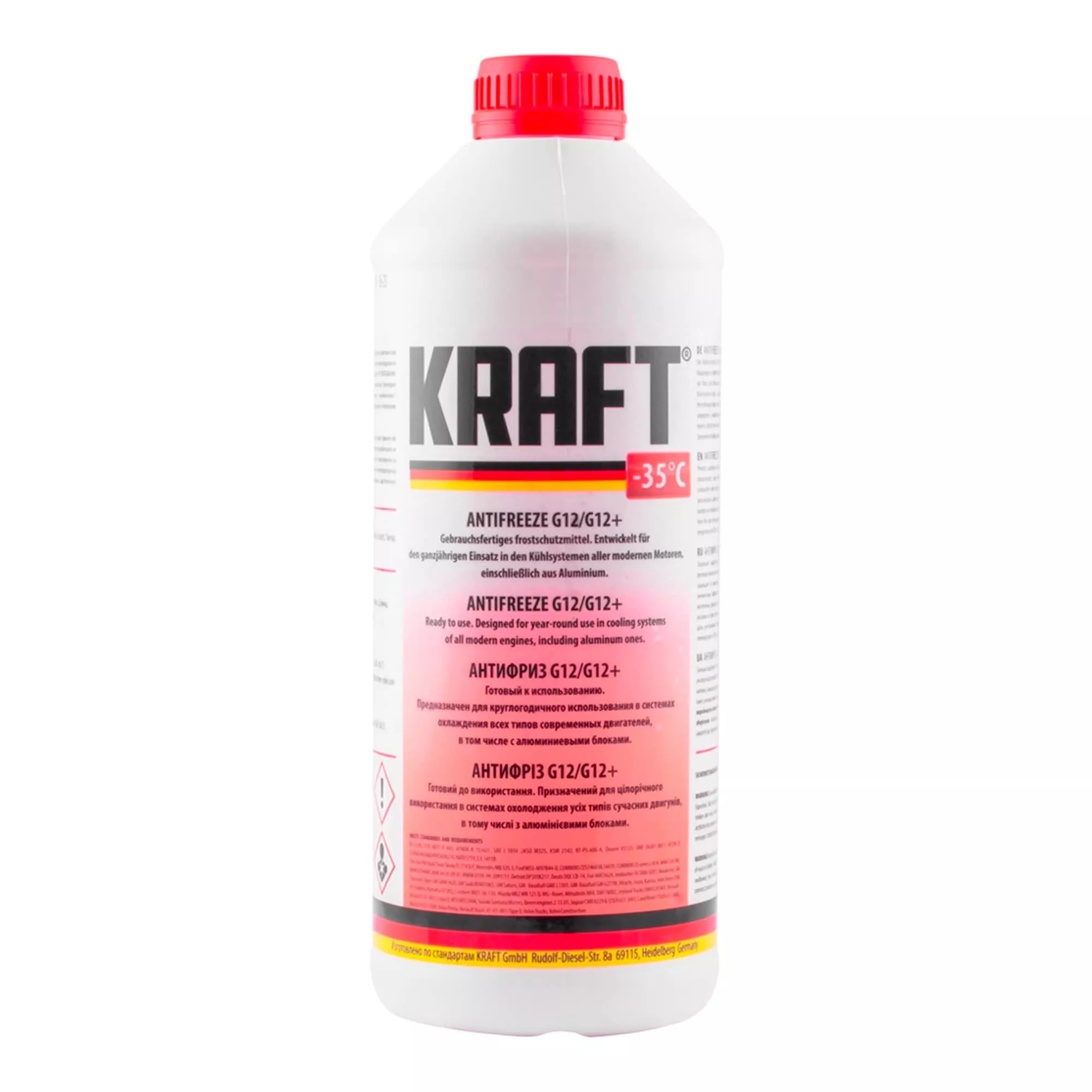 Антифриз Kraft G12/G12+ -35°C червоний 1,5л (KF109) (394110)