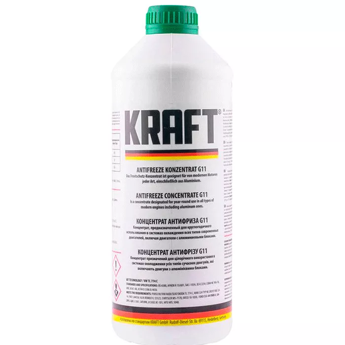Антифриз Kraft G11 -80°C зеленый 1,5л (394318) (KF118)