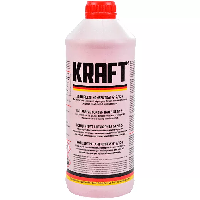 Антифриз Kraft G12/G12+ -80°C красный 1,5л (393359) (KF103)