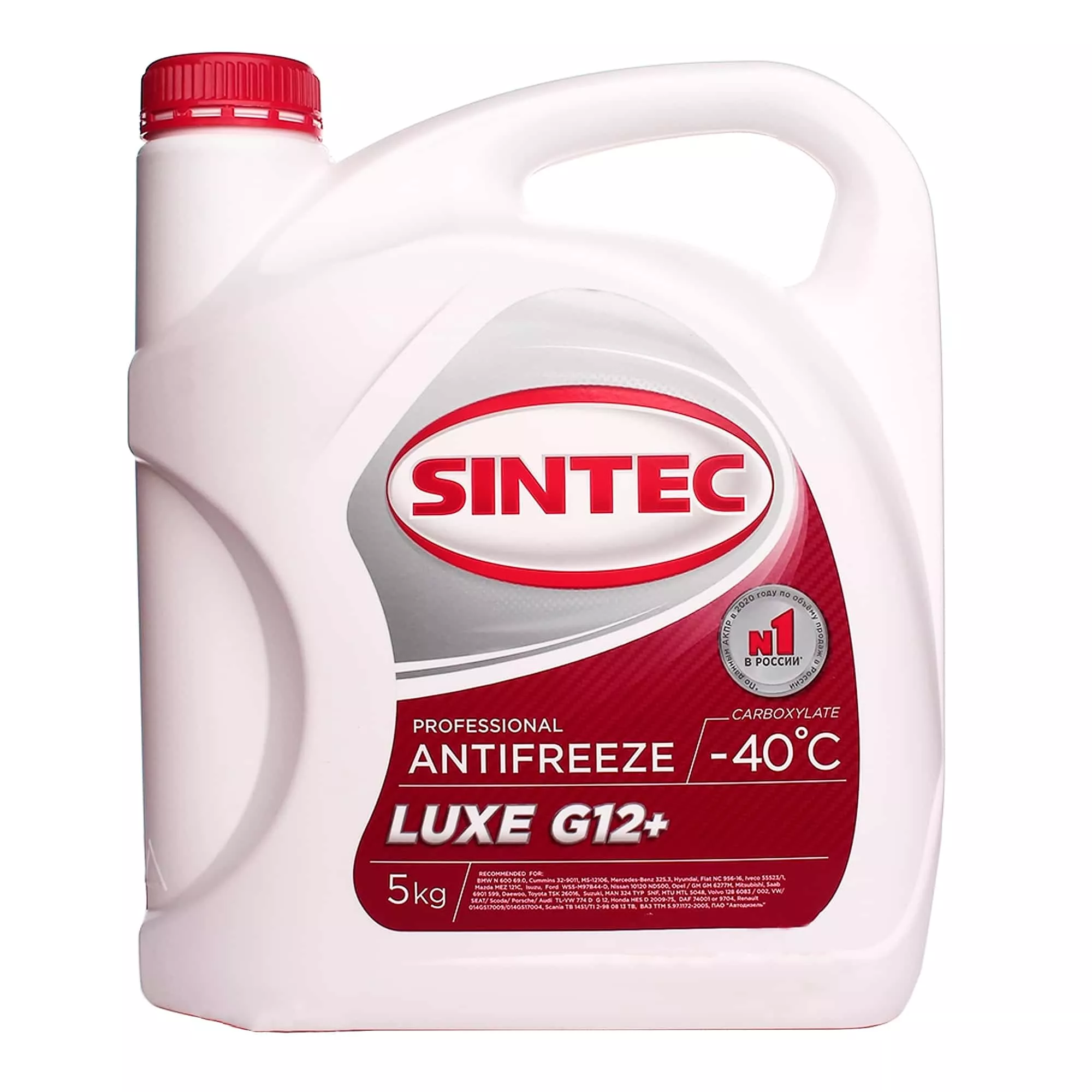 Антифриз Sintec Luxe G12+ -40°C красный 5л (614500)