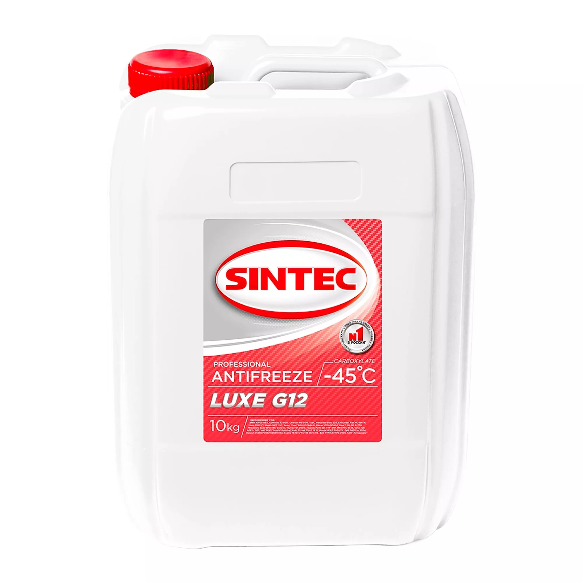 Антифриз Sintec Luxe G12 -45°C красный 10л (613504)