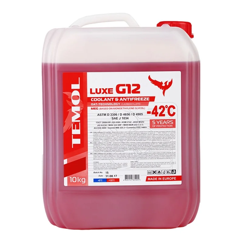 Антифриз Temol Luxe G12 -40°C червоний 10л (4b17d54e3807-2) Антифриз Temol Luxe G12 -40°C червоний 10л (4b17d54e3807-2)