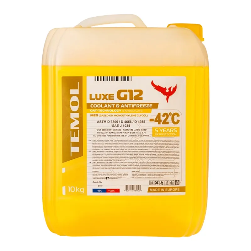 Антифриз Temol Luxe G12 -40°C желтый 10л Антифриз Temol Luxe G12 -40°C желтый 10л