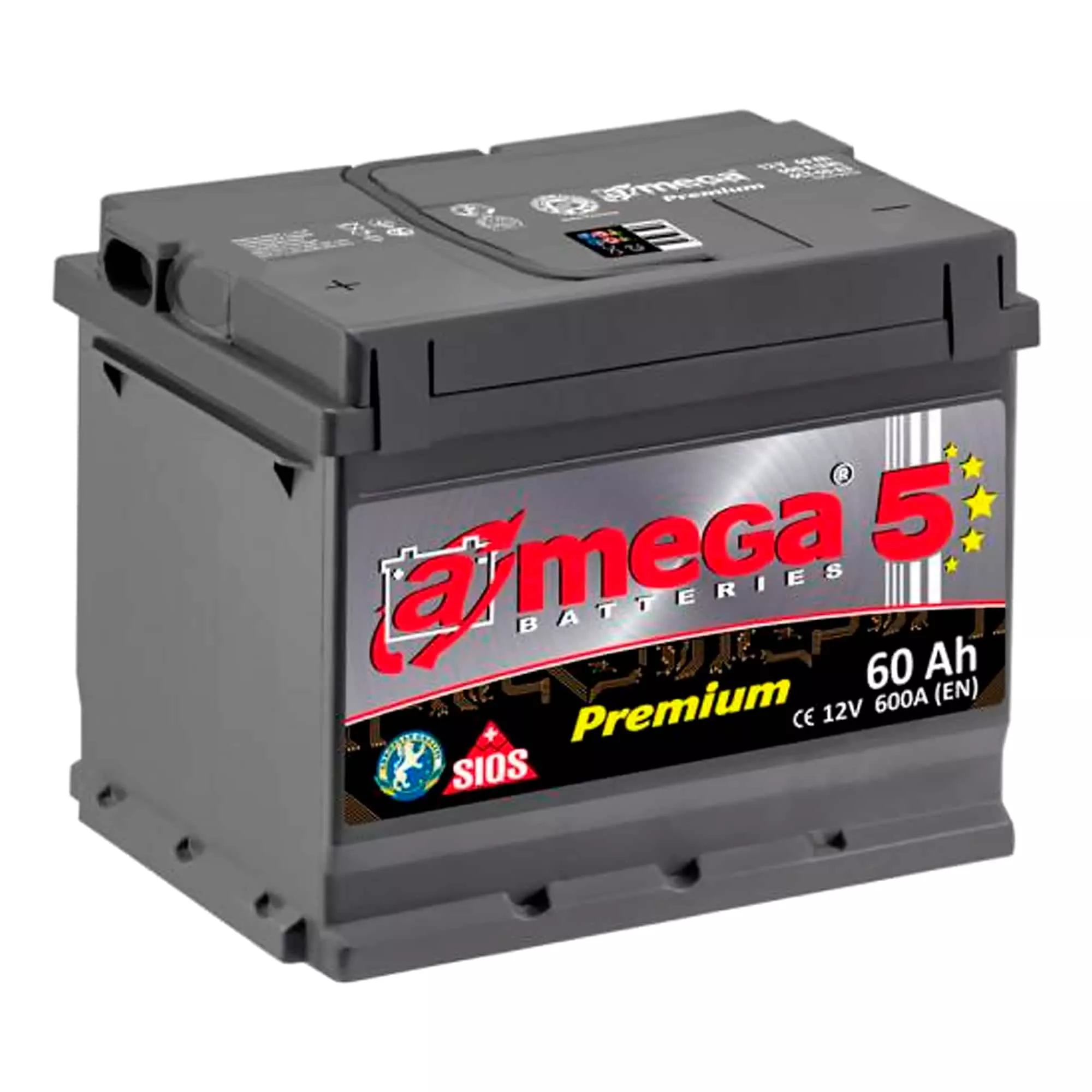 Автомобильный аккумулятор A-MEGA Premium 6СТ-60 Аз (1) (AP-60-1)