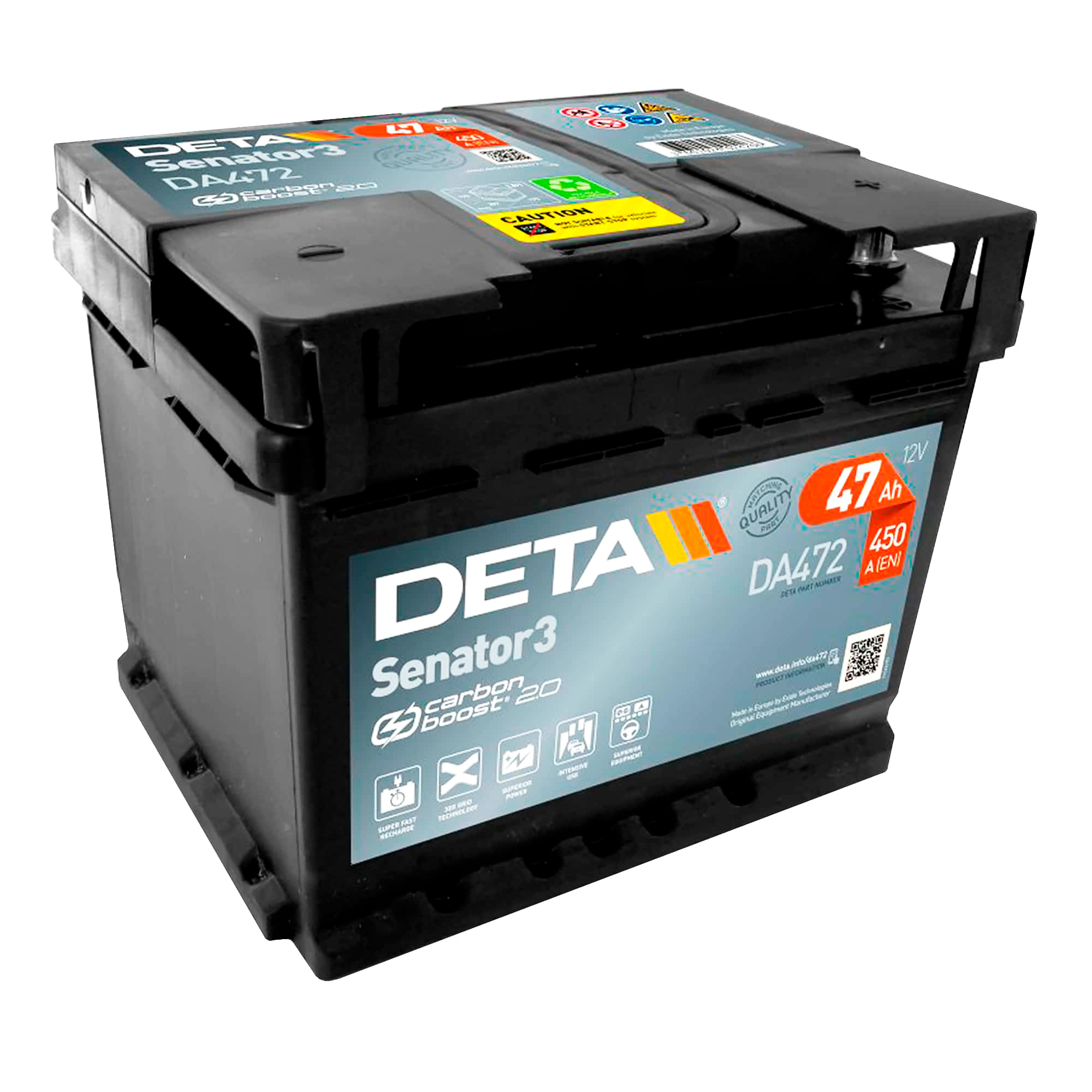 Автомобильный аккумулятор DETA 6CT-47Аh АзЕ Senator 3 (DA472)