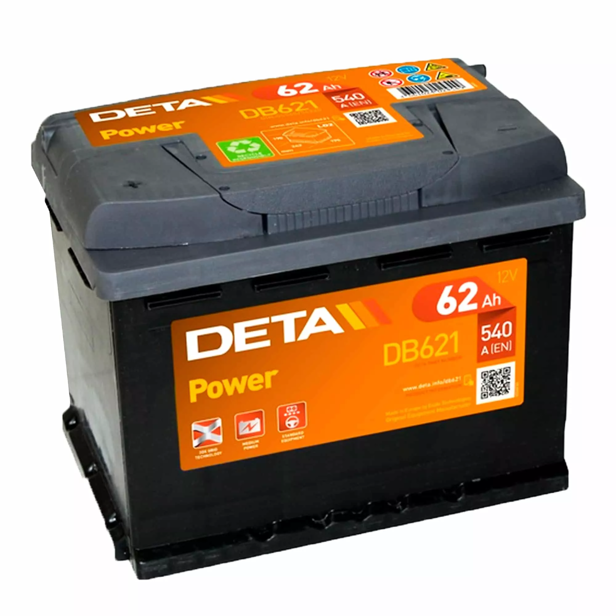 Автомобильный аккумулятор DETA 6CT-62Ah Аз Power (DB621)
