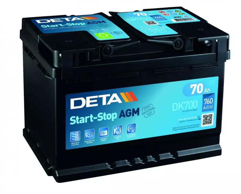 Автомобильный аккумулятор DETA 6CT-70 А АзЕ AGM Start-Stop (DK700) Автомобильный аккумулятор DETA 6CT-70 А АзЕ AGM Start-Stop (DK700)