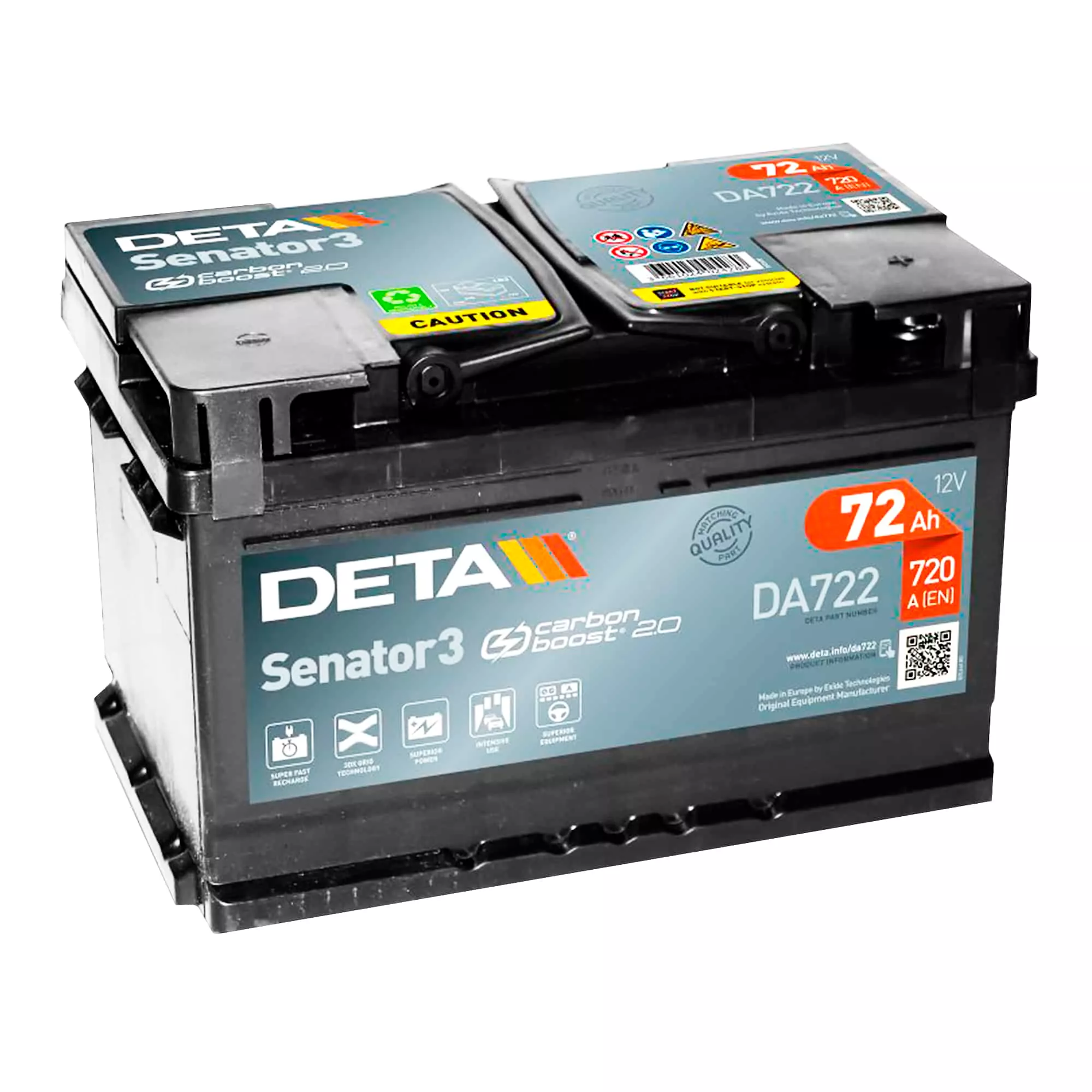 Автомобильный аккумулятор DETA 6CT-72Ah АзЕ Senator 3 (DA722)