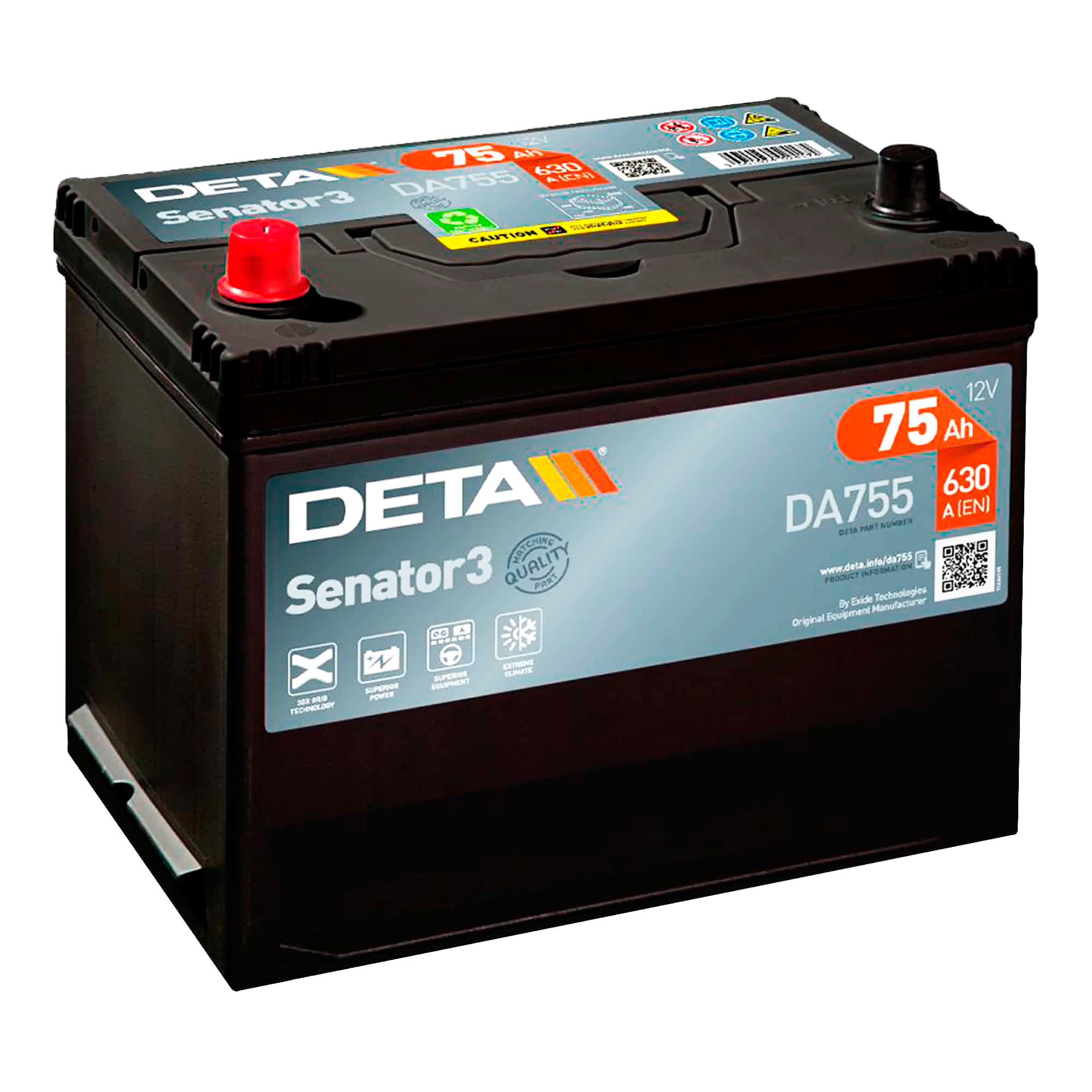 Аккумулятор DETA Senator 3 6CT-75Ah (+/-) (DA755)
